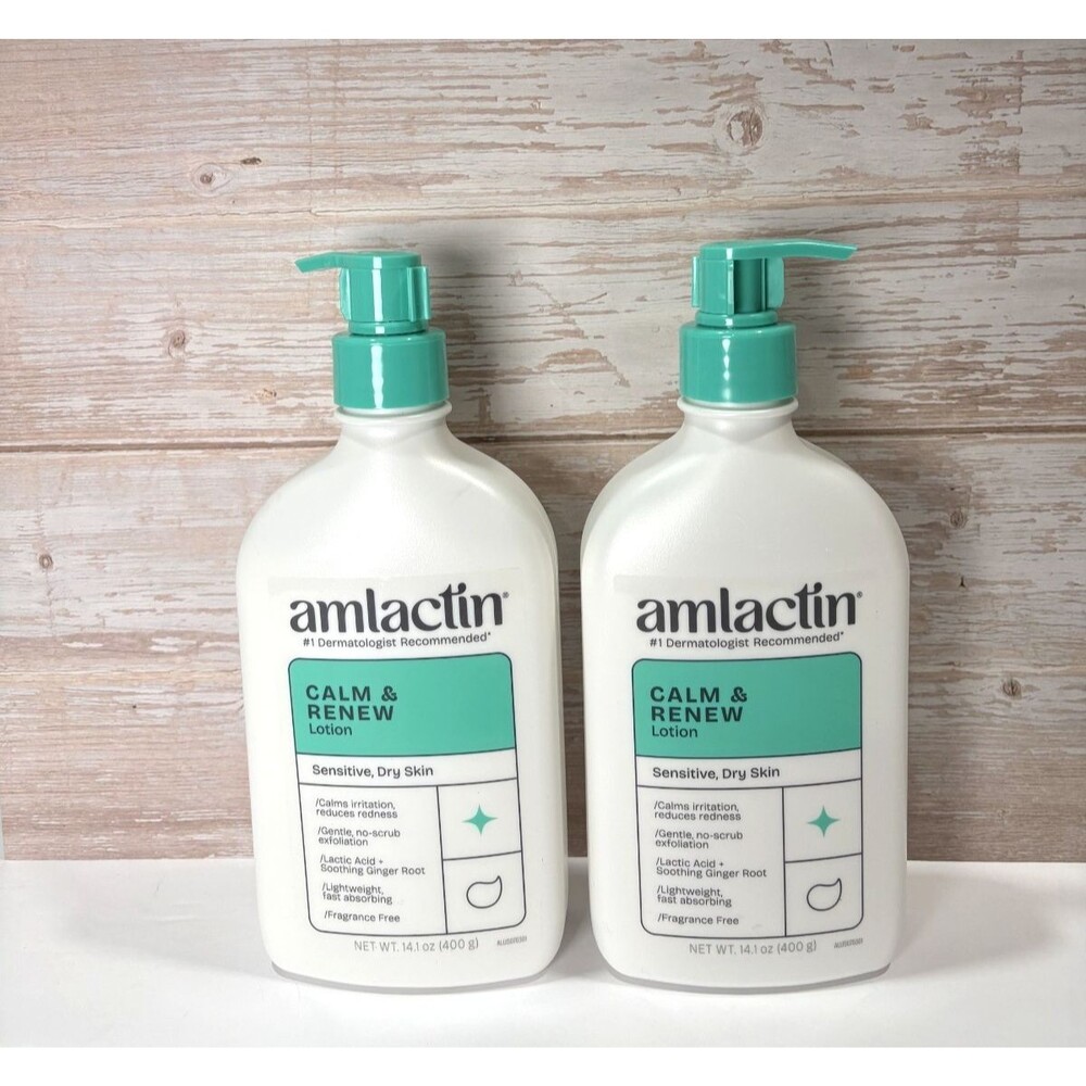 2 Pack AmLactin Calm & Renew Lotion Sensitive Dry Skin Moisturizer Lotion